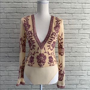 Mesh long sleeve bodysuit